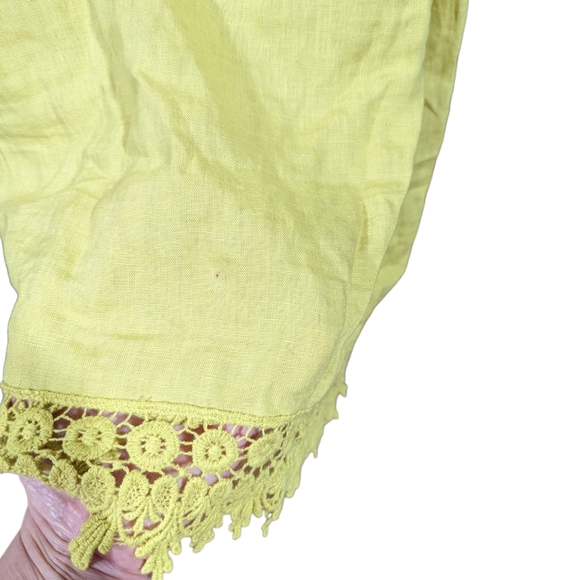 Terzo Millennio 100% Linen Flutter Cap Sleeve Tunic Top Size Medium Chartreuse - Picture 12 of 13